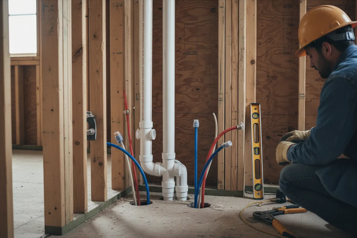 Drain and supply rough-in during Sump Pump Repair in Wabasha