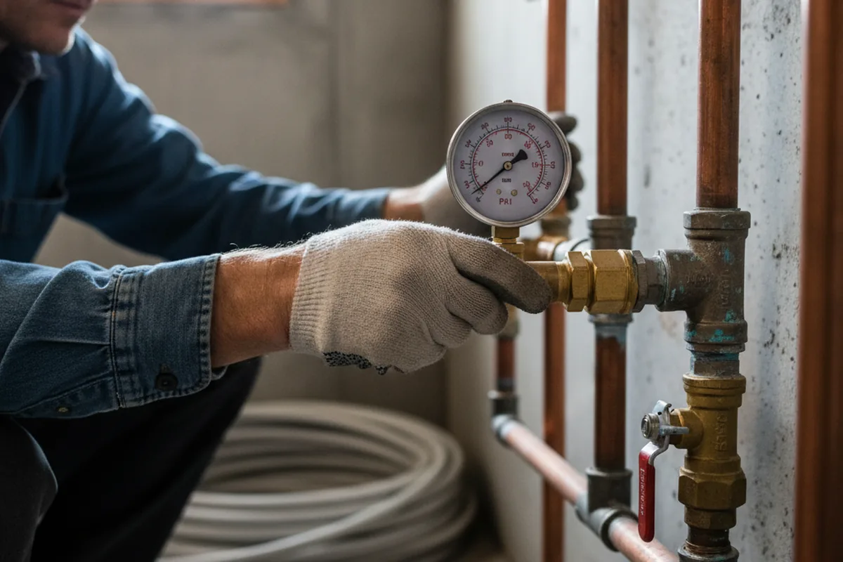 Pressure testing a repaired line during Water Line Repair in Wabasha